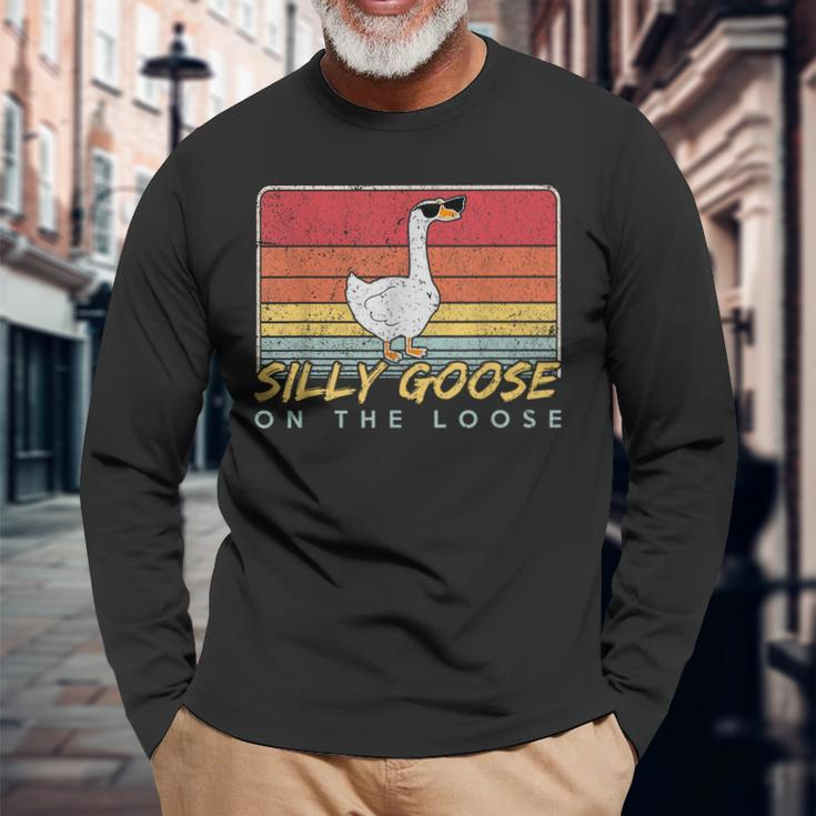 Silly Goose On The Loose Silly Goose University Long Sleeve T-Shirt T-Shirt Gifts for Old Men
