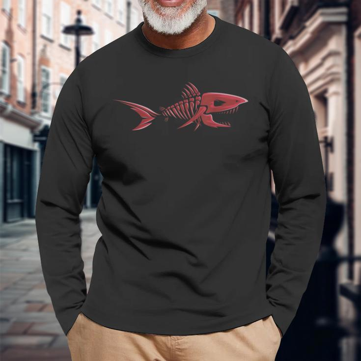 Skeleton Fish V2 Men Women Long Sleeve T-shirt Graphic Print