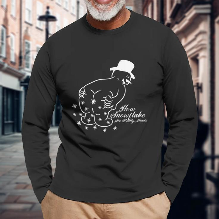 How Snowflakes Are Really Made Snowman Shirt Christmas V2 Long Sleeve T-Shirt Gifts for Old Men