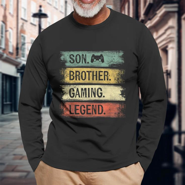 Son Brother Gaming Legend Vintage For Gamer Teen Boys Long Sleeve T-Shirt Gifts for Old Men