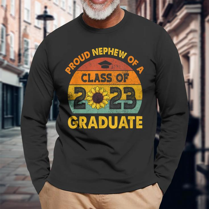 Sonnenblume Senior Proud Neffe Klasse 2023 Graduate Vintage Langarmshirts Geschenke für alte Männer