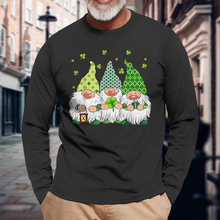 St Patricks Day Irish Gnomes Leprechauns Funky St Pattys Day V2 Long Sleeve T-Shirt Gifts for Old Men