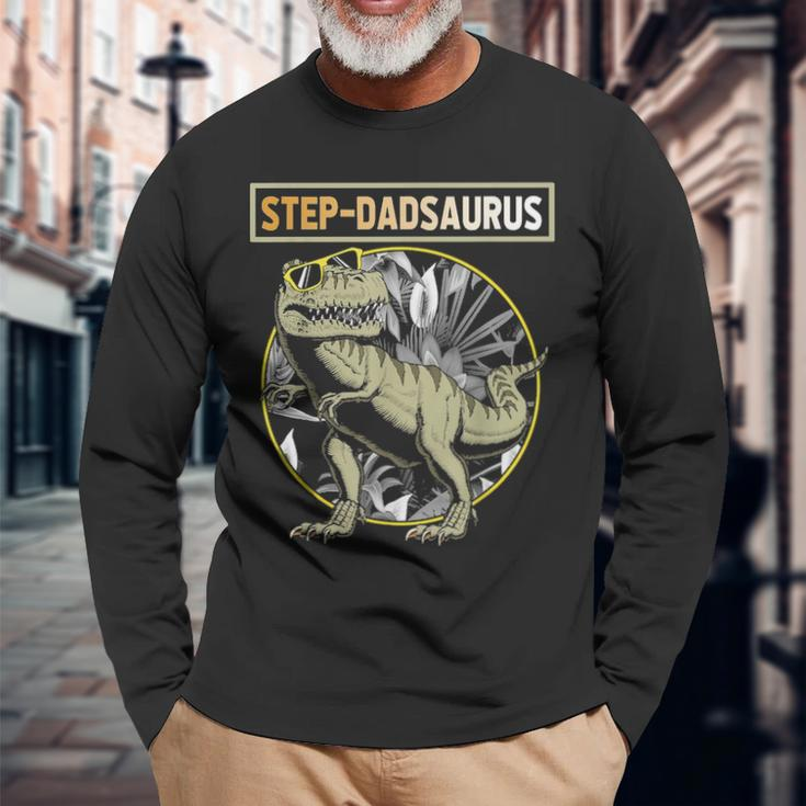 Step Dadsaurus Step Dad Dinosaur Fathers Day Long Sleeve T-Shirt Gifts for Old Men