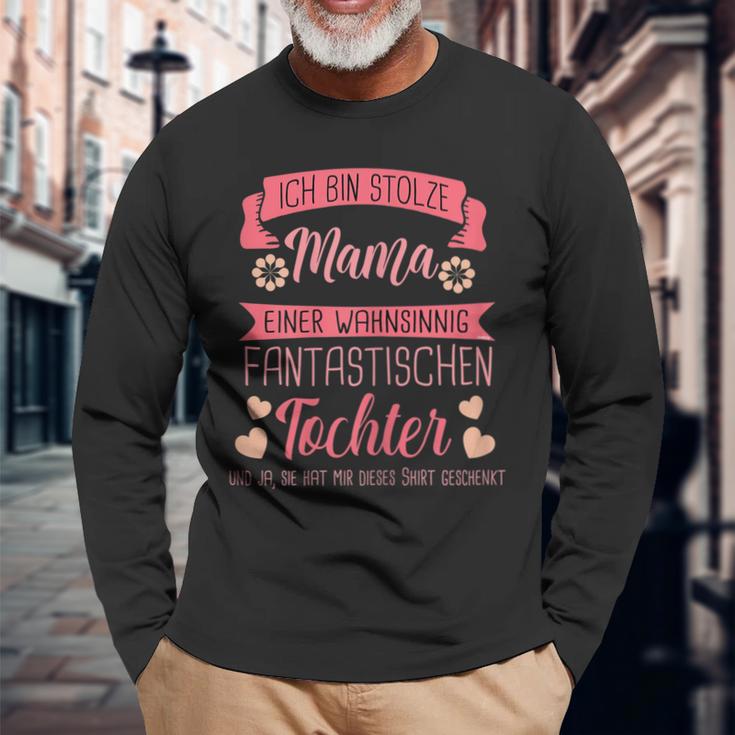 Stolze Mama von Tochter Damen Langarmshirts, Mutter-Eltern Spruch Tee Geschenke für alte Männer