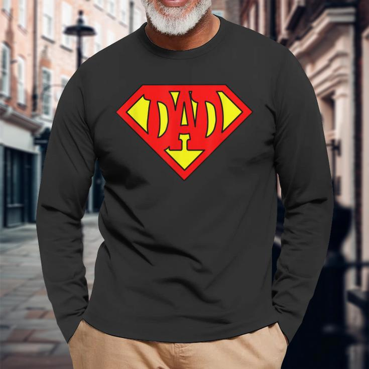 Superdad Super Dad Super Hero Superhero Fathers Day Vintage Long Sleeve T-Shirt Gifts for Old Men