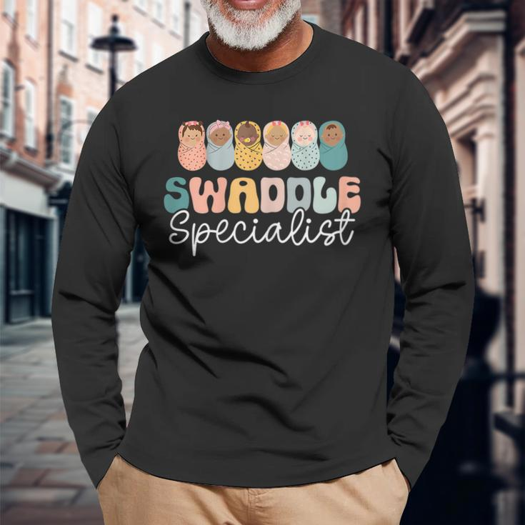 Swaddle Specialist Nicu Nurse Saying Groovy Mom Baby Long Sleeve T-Shirt T-Shirt Gifts for Old Men