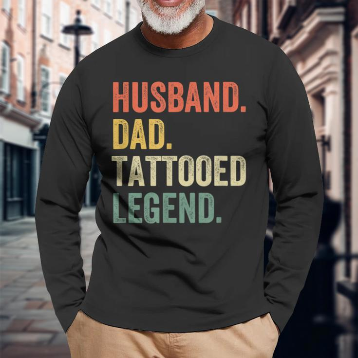 Tattoo Husband Dad Tattooed Legend Vintage Long Sleeve T-Shirt Gifts for Old Men
