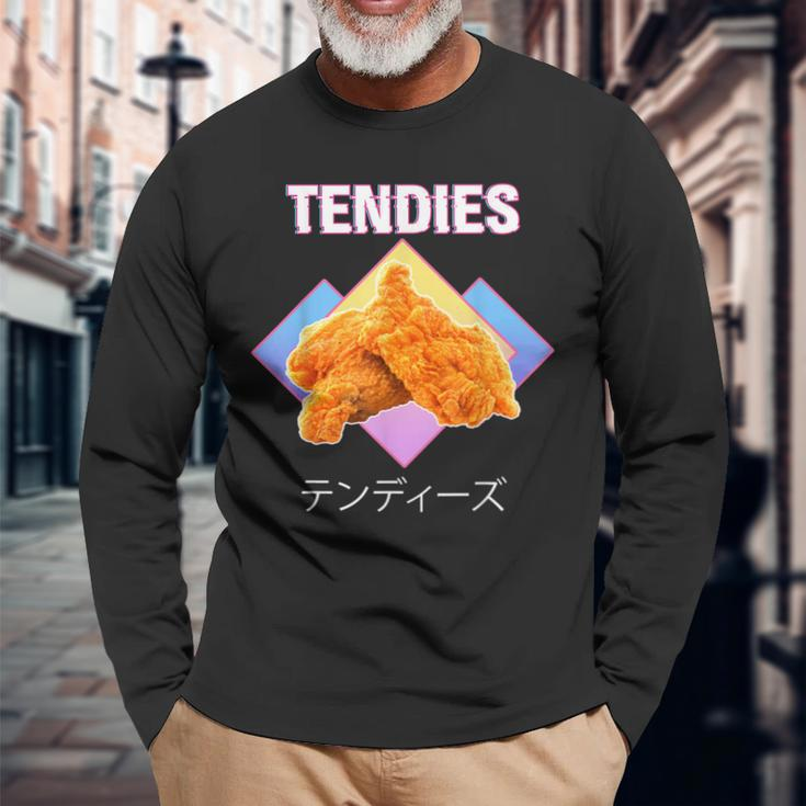 Tendies Chicken Tenders Japanese Kanji Chicken Nuggets Long Sleeve T-Shirt Gifts for Old Men