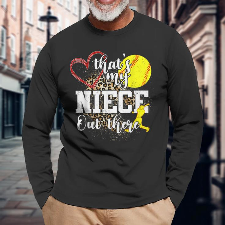 Thats My Niece Out There Softball Auntie Uncle Long Sleeve T-Shirt T-Shirt Gifts for Old Men