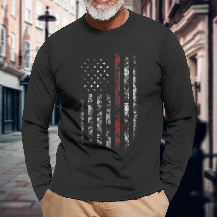Thin Red Line Fire Fighter Long Sleeve T-Shirt Gifts for Old Men