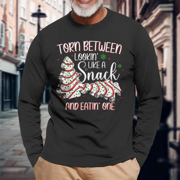 Torn Between Looking Like A Snack Or Eating One Christmas V2 Men Women Long Sleeve T-shirt Graphic Print Unisex Gifts for Old Men