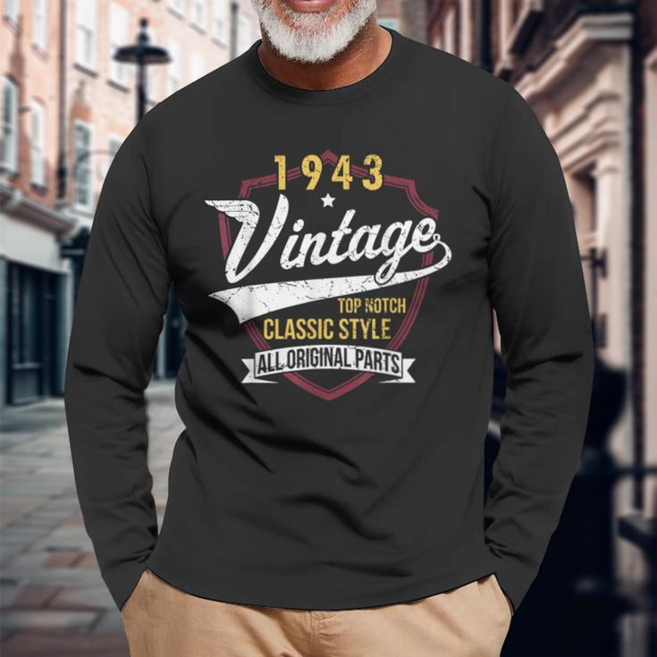 Turning 80 Birthday Decorations Men 80Th Bday 1943 Birthday Long Sleeve T-Shirt Gifts for Old Men
