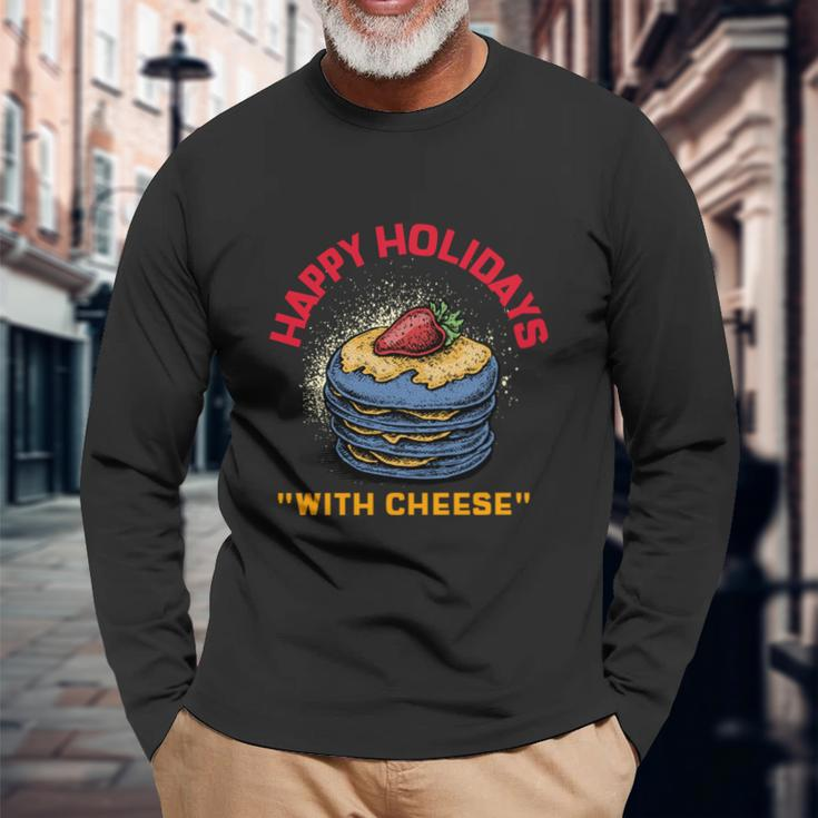 Ugly Christmas Sweater Burger Happy Holidays With Cheese V20 Long Sleeve T-Shirt Gifts for Old Men