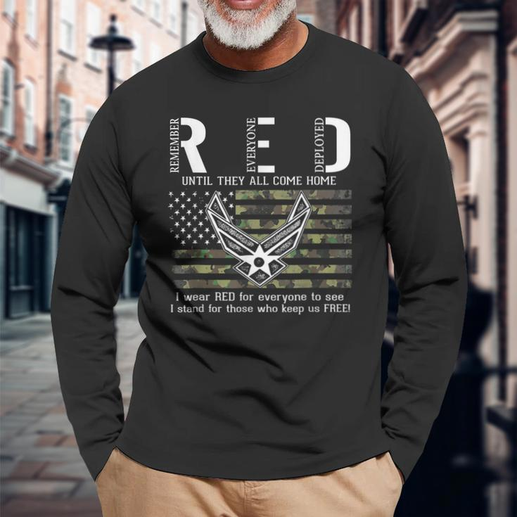 Us Air Force Support Red Friday Remember Everyone Deployed Long Sleeve T-Shirt Gifts for Old Men