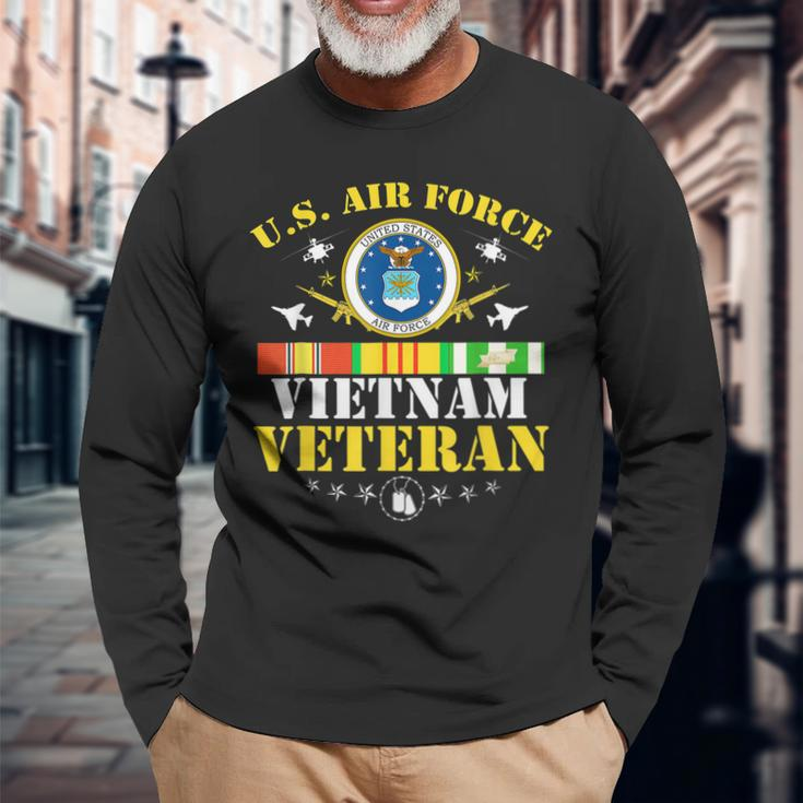 Us Air Force Vietnam Veteran Usa Flag Vietnam Vet Flag Long Sleeve T-Shirt Gifts for Old Men