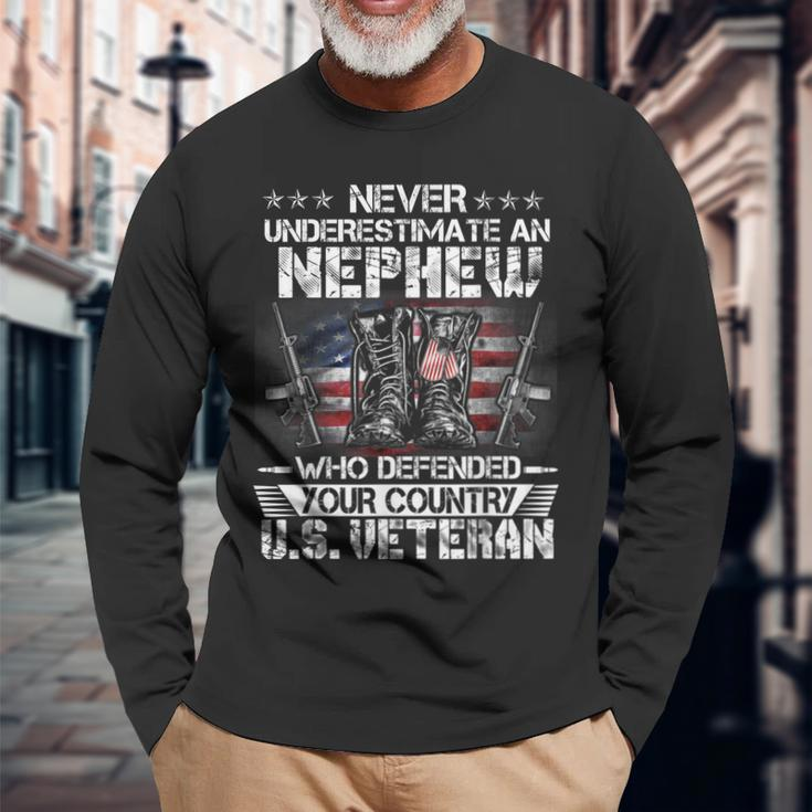 Us Veteran Nephew Veterans Day Us Patriot Patriotic Long Sleeve T-Shirt Gifts for Old Men