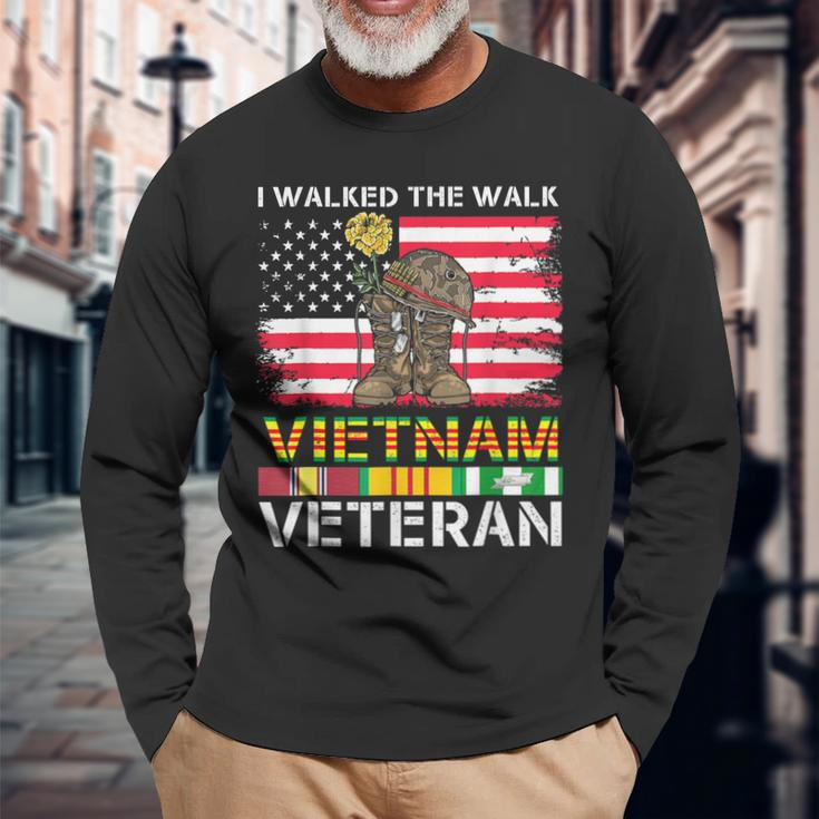 Us Veterans Day Us Army Vietnam Veteran Usa Flag Vietnam Vet Long Sleeve T-Shirt Gifts for Old Men