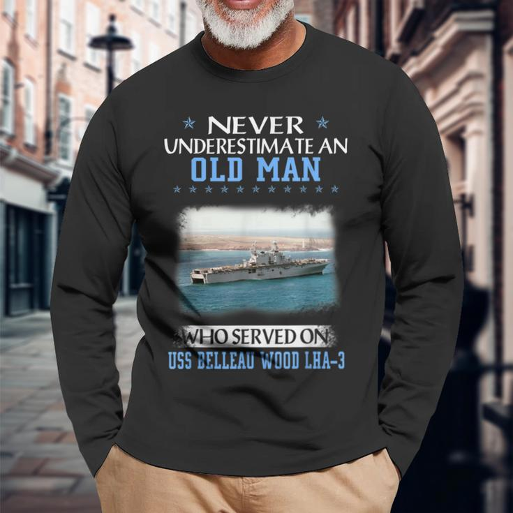 Uss Belleau Wood Lha-3 Veterans Day Father Day Long Sleeve T-Shirt Gifts for Old Men