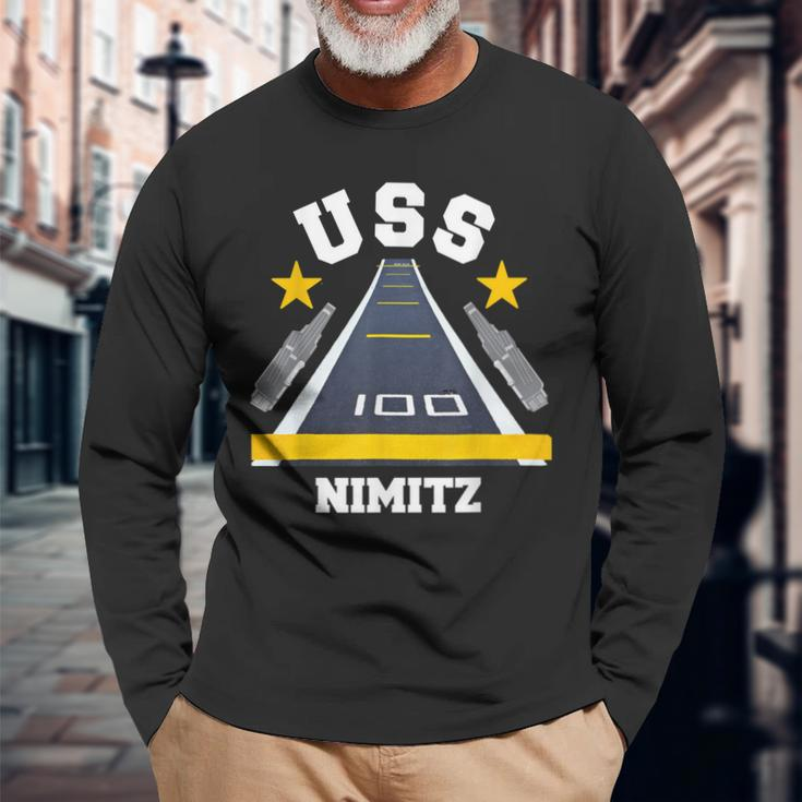 Uss Nimitz Aircraft Carrier Military Veteran Long Sleeve T-Shirt Gifts for Old Men