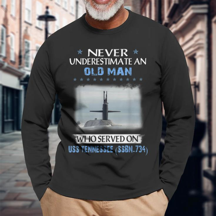 Uss Tennessee Ssbn-734 Submarine Veterans Day Father Day Long Sleeve T-Shirt Gifts for Old Men