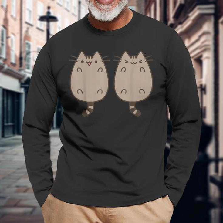 Valentines Day Couples Cat Kitty Kitten Cat Lover Long Sleeve T-Shirt Gifts for Old Men