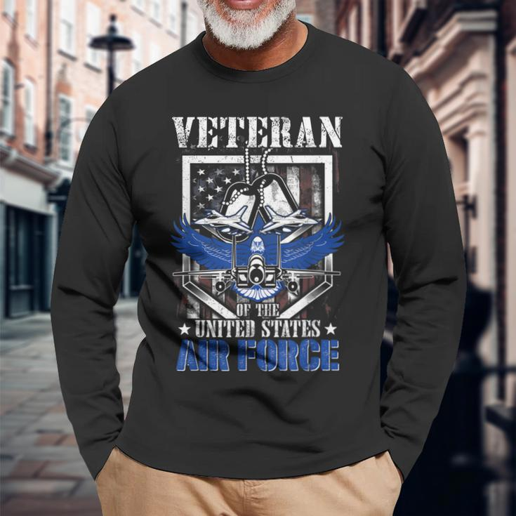 Veteran Of The United States Us Air Force American Flag Usaf Long Sleeve T-Shirt Gifts for Old Men