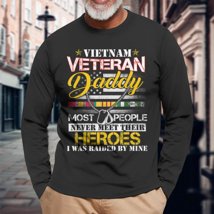 Vietnam Veteran Daddy Raised By My Hero Veteran Day Long Sleeve T-Shirt Gifts for Old Men