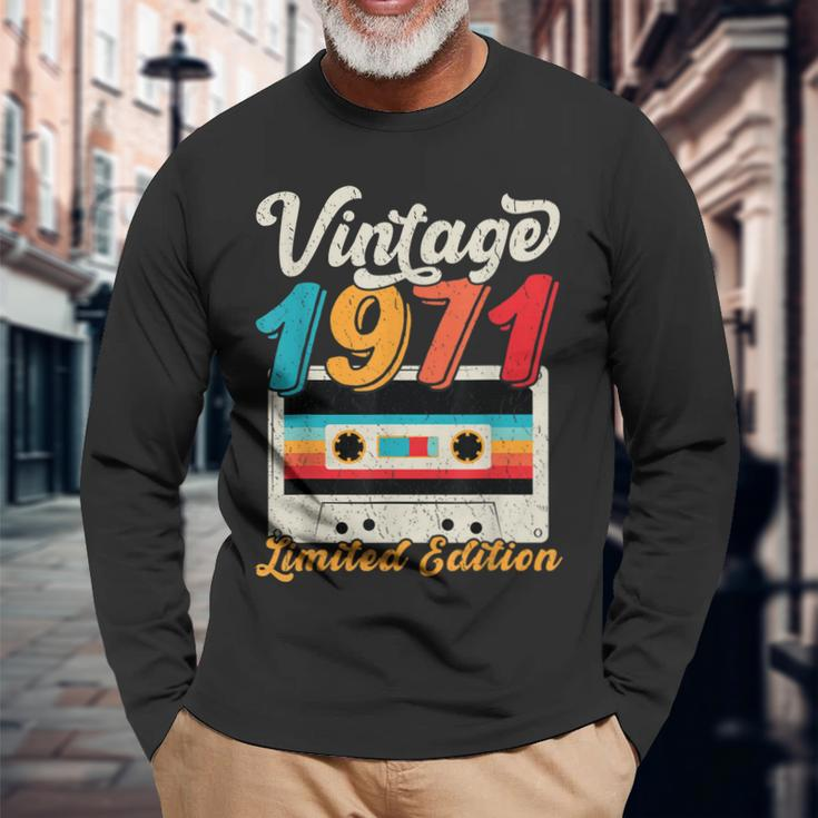 Vintage 1971 Wedding Anniversary Born In 1971 Birthday Party Long Sleeve T-Shirt Gifts for Old Men