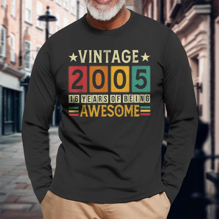 Vintage 2005 18Th Birthday Made In 2005 18 Years Old Long Sleeve T-Shirt Gifts for Old Men