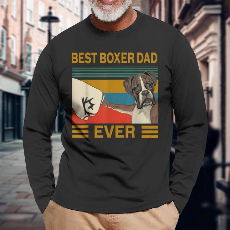 Vintage Best Dog Boxer Dad Ever Bump Fit Long Sleeve T-Shirt Gifts for Old Men