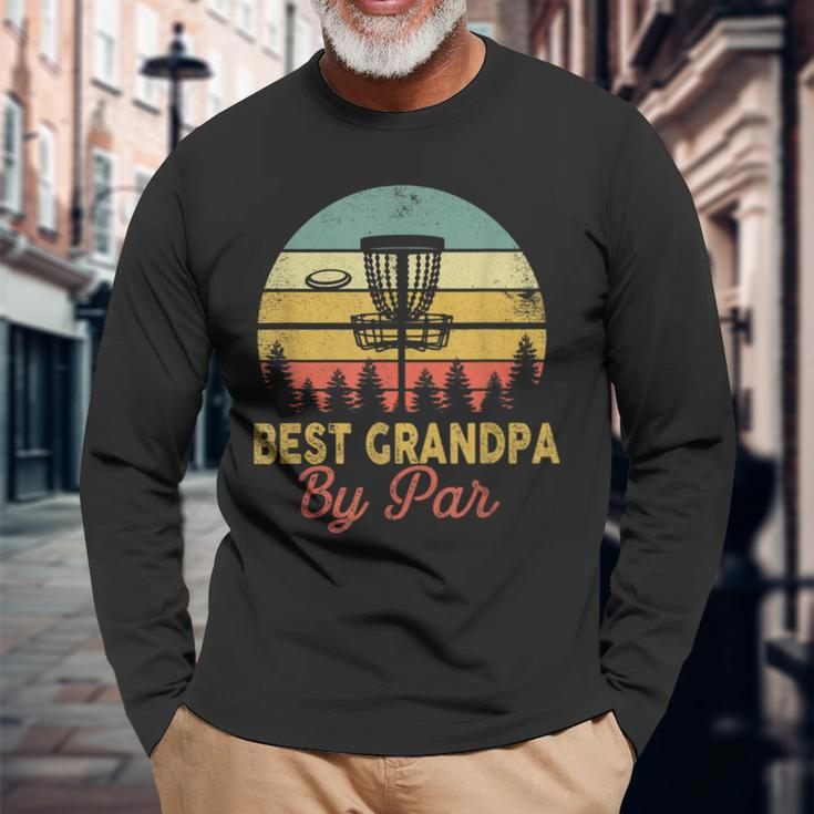Vintage Best Grandpa By Par Disc Golf Dad Fathers Papa V2 Long Sleeve T-Shirt Gifts for Old Men
