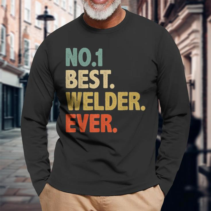 Vintage Best Welder Dad Ever Fathers Day Long Sleeve T-Shirt Gifts for Old Men
