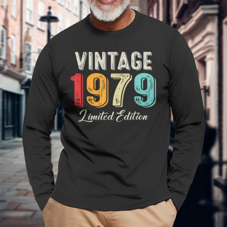 Vintage Born In 1979 Birthday Year Party Wedding Anniversary Long Sleeve T-Shirt Gifts for Old Men