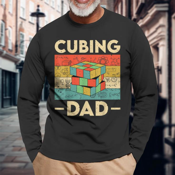 Vintage Cubing Dad Speedcubing Math Lovers Long Sleeve T-Shirt Gifts for Old Men