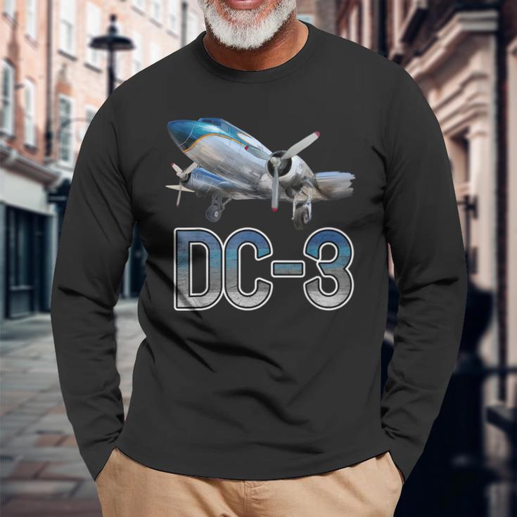 Vintage Dc-3 Flugzeug-Outfit Für Herren Langarmshirts Geschenke für alte Männer