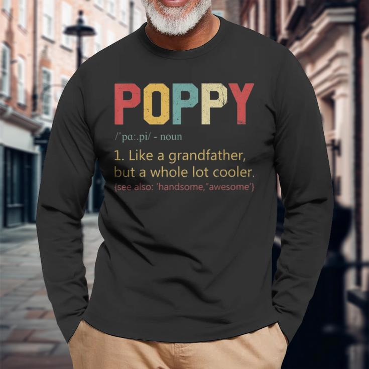 Vintage Poppy Definition Fathers Day For Dad Long Sleeve T-Shirt Gifts for Old Men