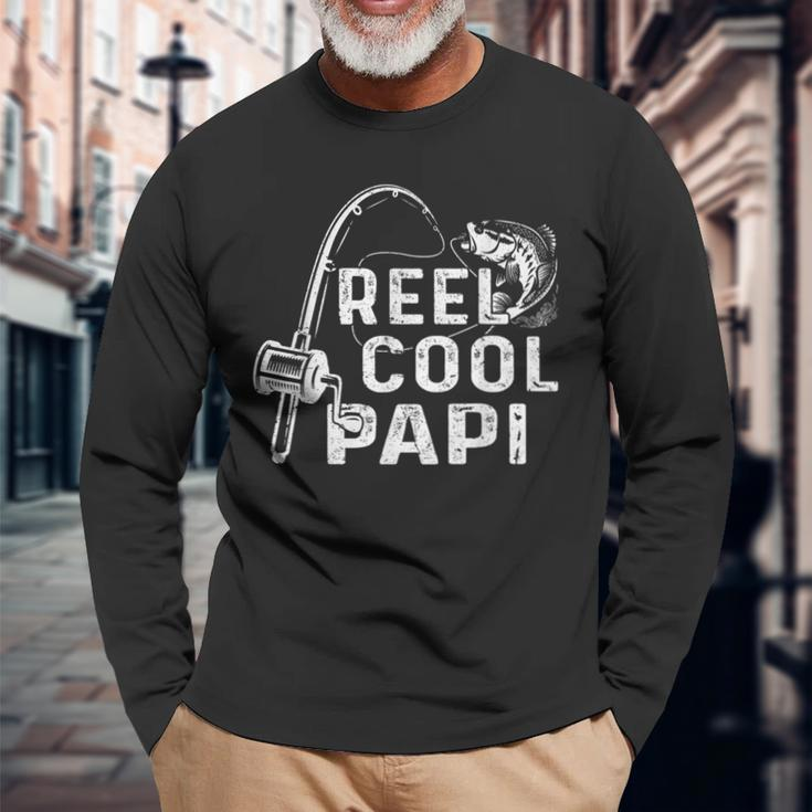 Vintage Reel Cool Papi Fishing Dad Grandpa Fathers Day V2 Long Sleeve T-Shirt Gifts for Old Men