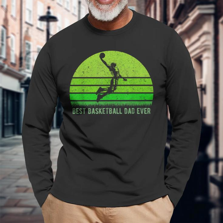 Vintage Retro Best Basketball Dad Ever Fathers Day Long Sleeve T-Shirt T-Shirt Gifts for Old Men