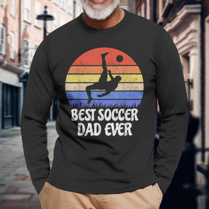 Vintage Retro Best Soccer Dad Ever Footballer Father Long Sleeve T-Shirt T-Shirt Gifts for Old Men
