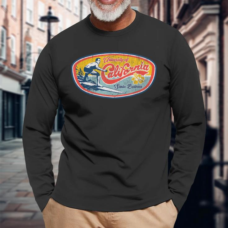 Vintage Retro Surf Style Ucsb Long Sleeve T-Shirt T-Shirt Gifts for Old Men