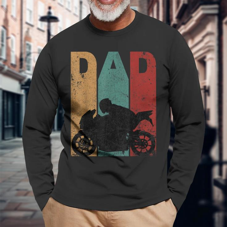 Vintage Sport Bike Dad Fathers Day Biker Motorcycle Long Sleeve T-Shirt Gifts for Old Men