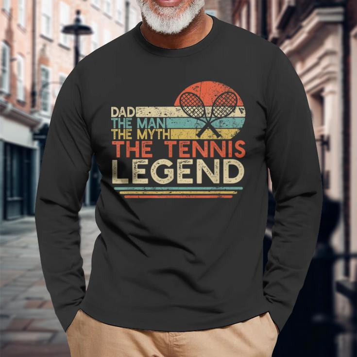 Vintage Tennis Player Dad The Man The Myth The Tennis Legend Long Sleeve T-Shirt Gifts for Old Men