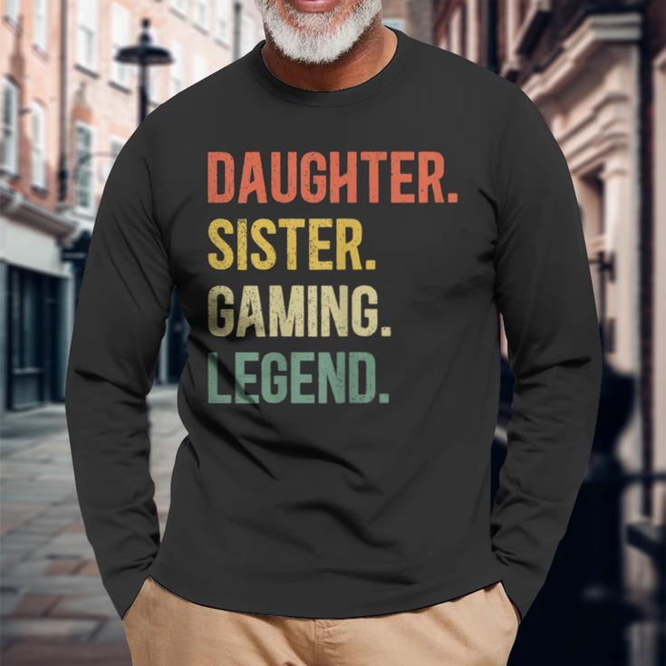 Vintage Tochter Schwester Gaming Legend Langarmshirts, Retro Gamer Girl Design Geschenke für alte Männer