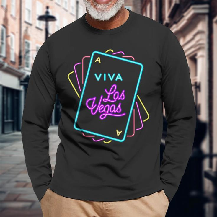 Viva Las Vegas Spielkarten Unisex Langarmshirts, Modisches Design Geschenke für alte Männer