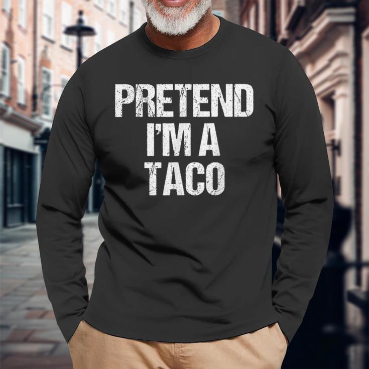 Vorgeben Ich Bin Ein Taco Lustig Faul Halloween-Kostüm Langarmshirts Geschenke für alte Männer