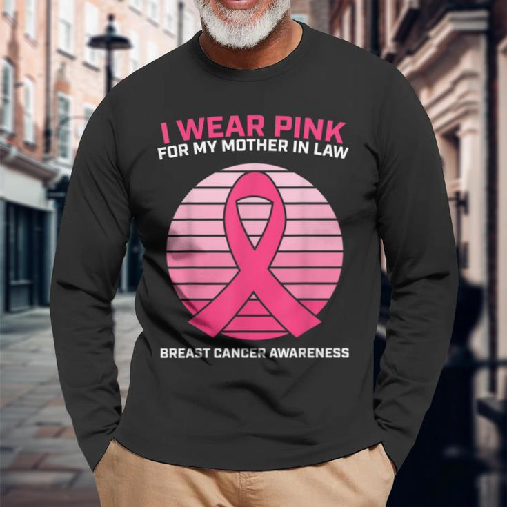 Wear Pink Mother In Law Breast Cancer Awareness Long Sleeve T-Shirt T-Shirt Gifts for Old Men