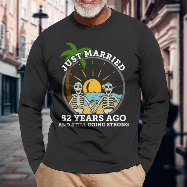 Wedding Anniversary Couple Married 52 Years Ago Skeleton Long Sleeve T-Shirt Gifts for Old Men