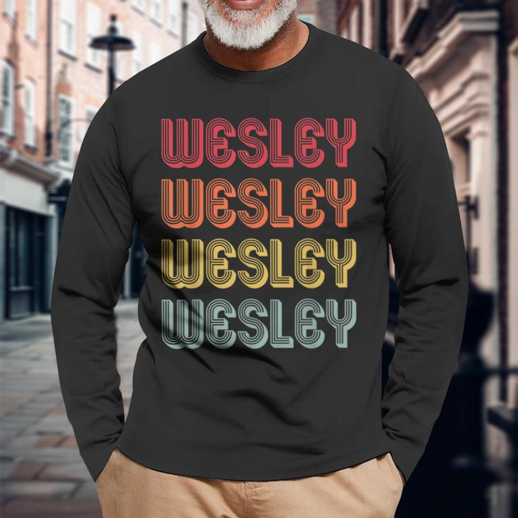 Wesley Name Personalized Retro Vintage Birthday Long Sleeve T-Shirt Gifts for Old Men
