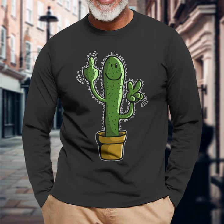 Witziges Stinkefinger Kaktus I Humor Langarmshirts Geschenke für alte Männer