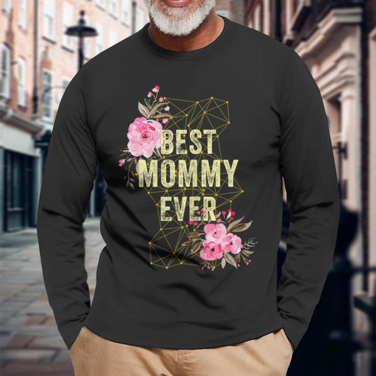 Womens Cute Best Mommy Ever Costume Mothers Day Gift Floral Men Women Long Sleeve T-shirt Graphic Print Unisex Gifts for Old Men